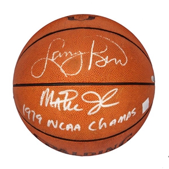 Larry Bird and Magic Johnson 1979 NCAA Regional Game Used and Signed Basketball 